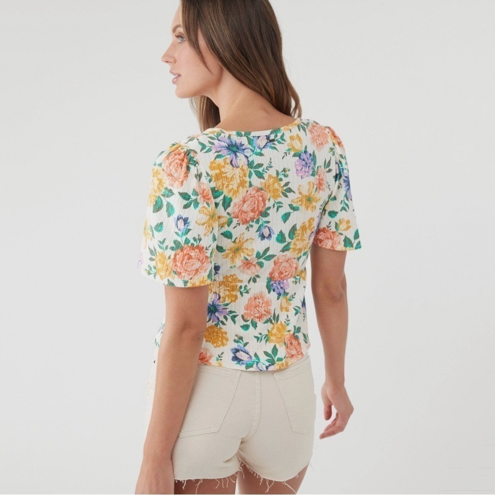 NWT O’Neill Westin Floral Flutter Sleeve V-Neck Peplum Top - Picture 4 of 9